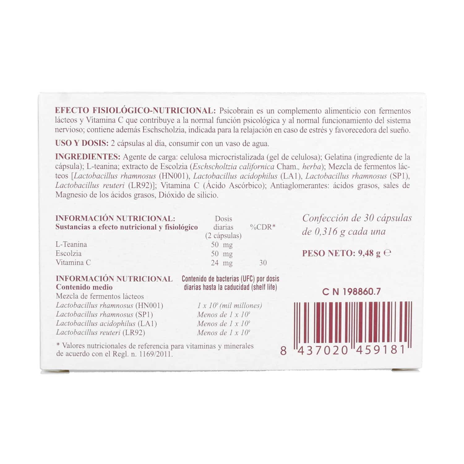 psicobrain_30_caps_bromatech_ingredientes