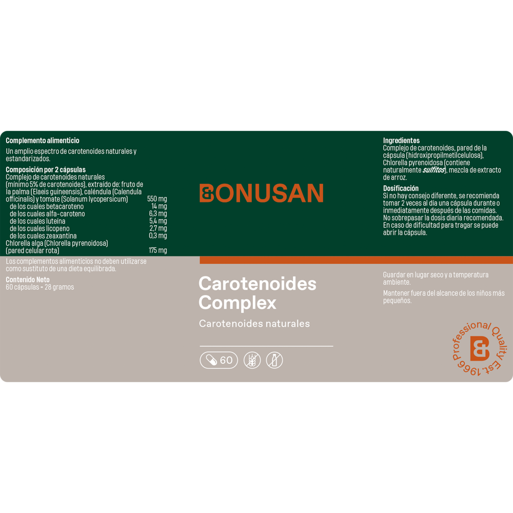Carotenoides Complex 60 cáps. de Bonusan_Etiqueta