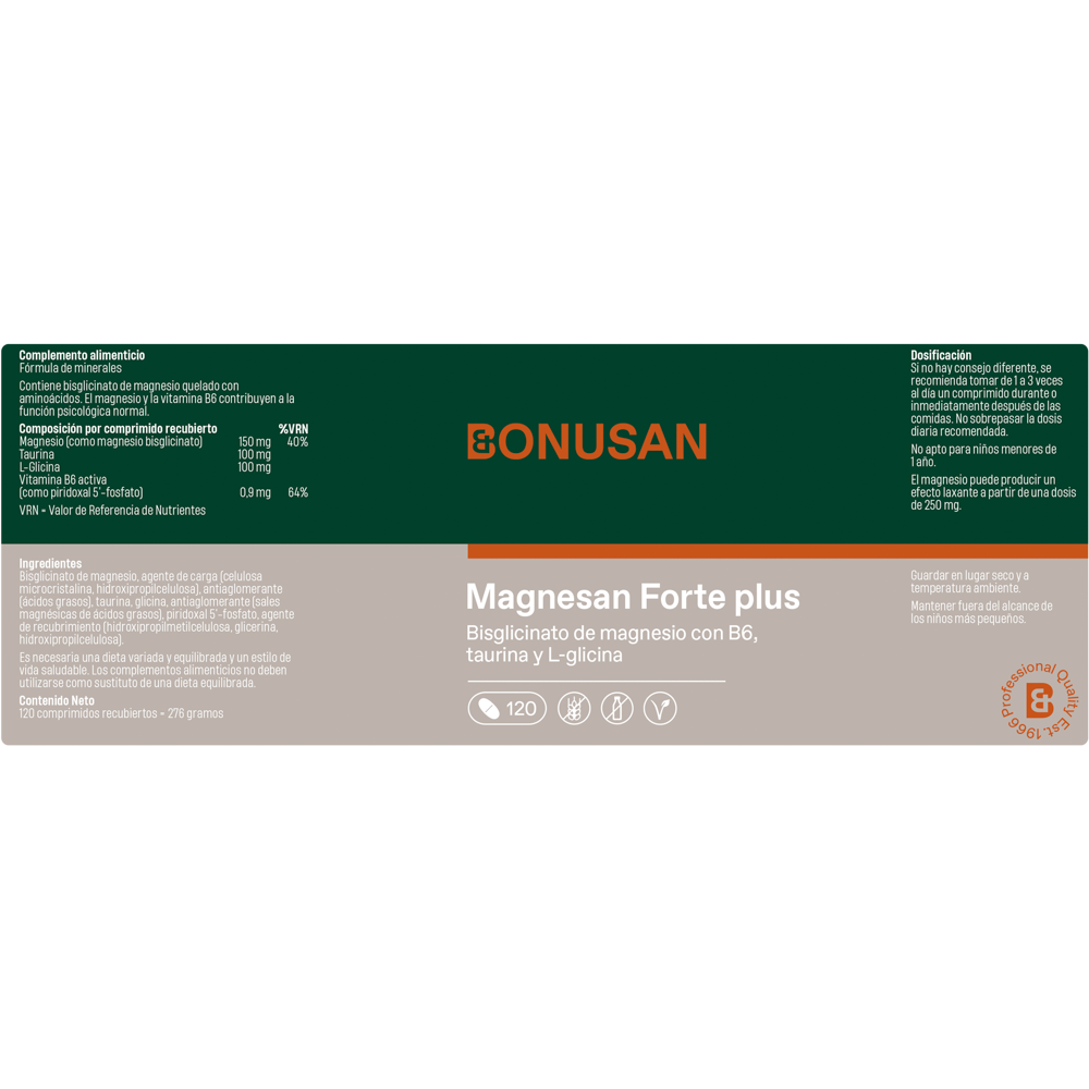 Magnesan Forte Plus 120 comp. de Bonusan_Etiqueta