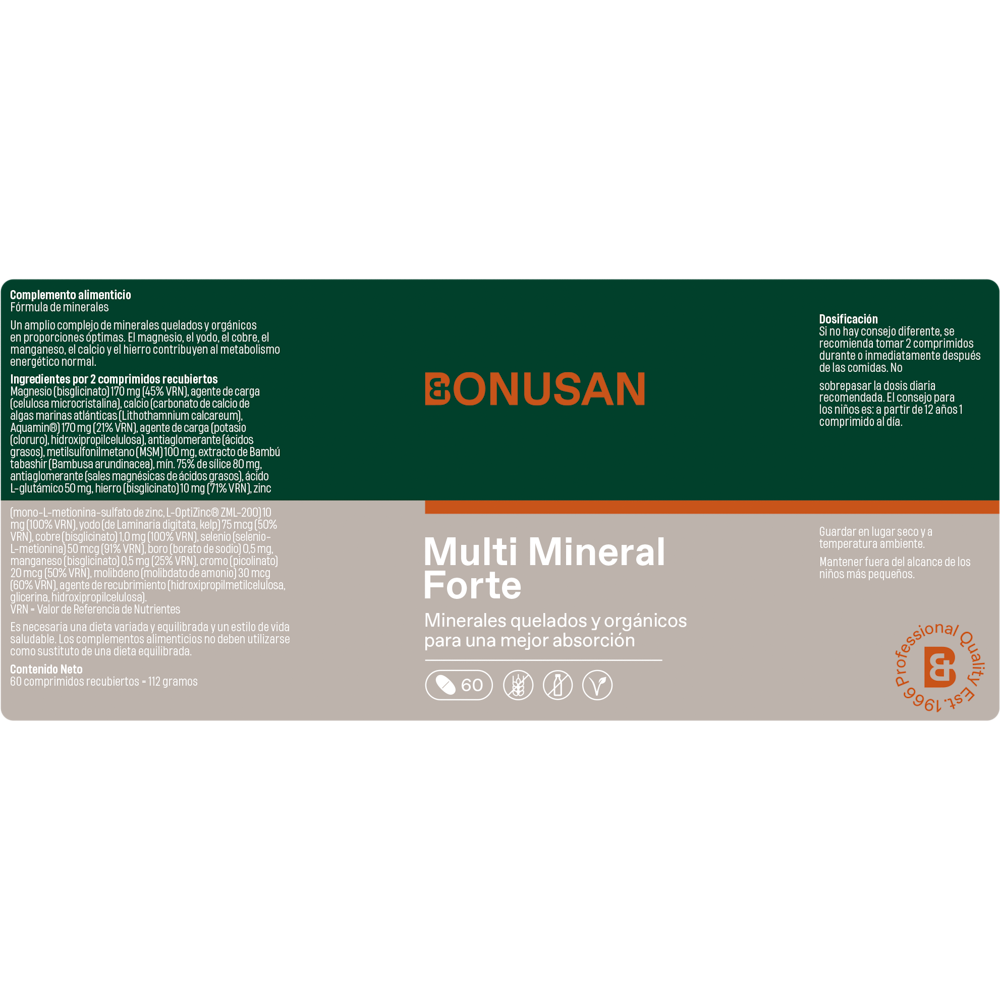Multi Mineral Forte 60 comp. de Bonusan_etiqueta