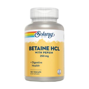 Betaine HCl with Pepsin 250 mg 180 caps. de Solaray