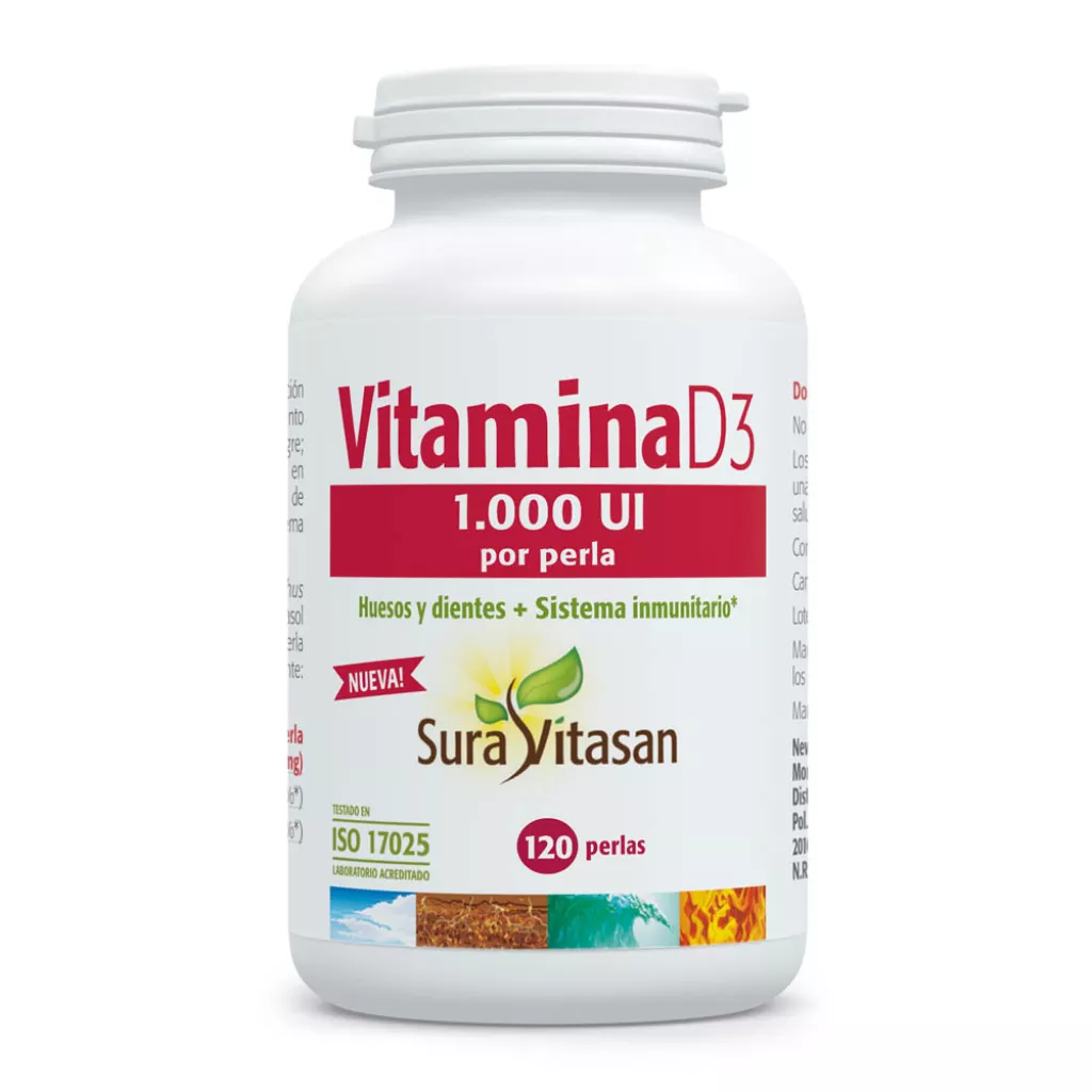 Vitamina D3 1,000 UI 120 perlas de Sura Vitasan