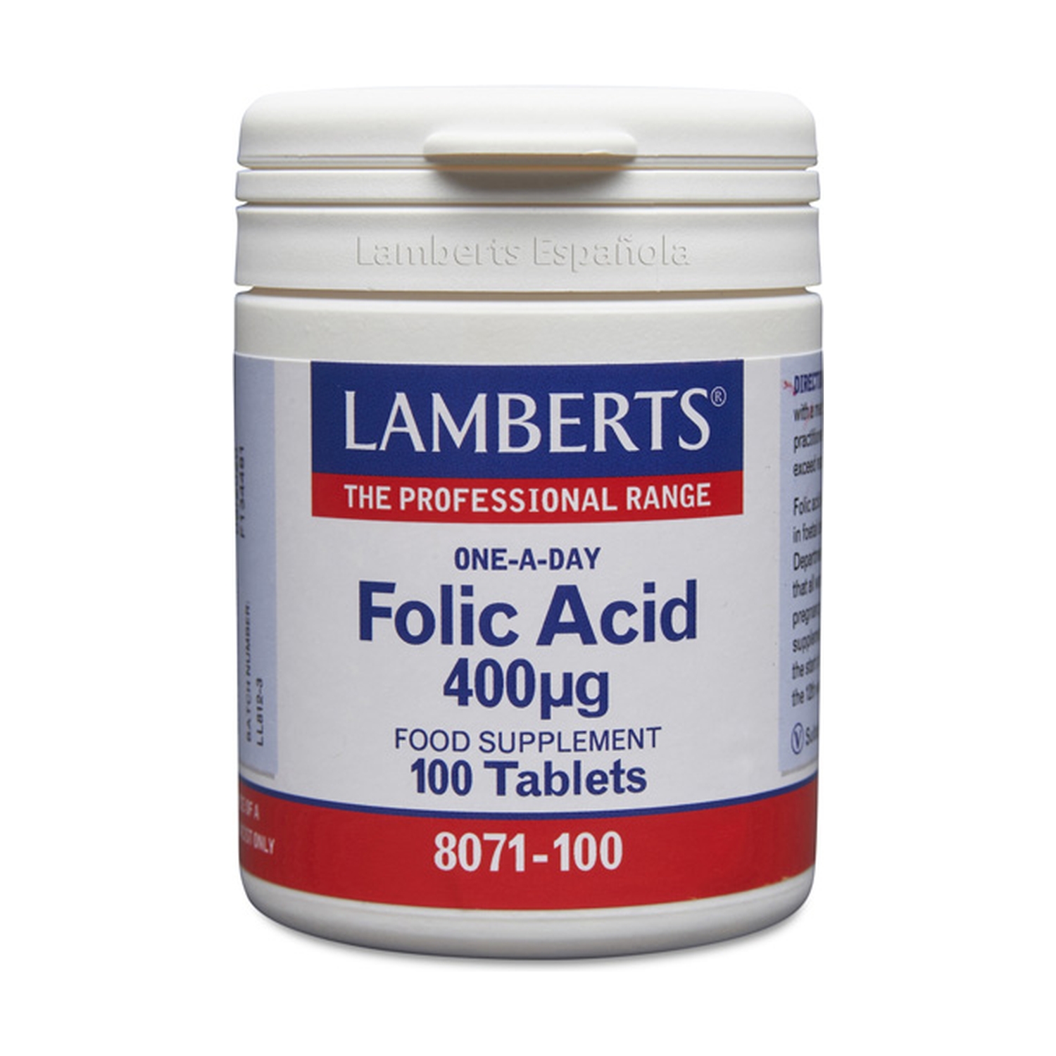 Ácido Fólico 400 µg 100 comp. de Lamberts