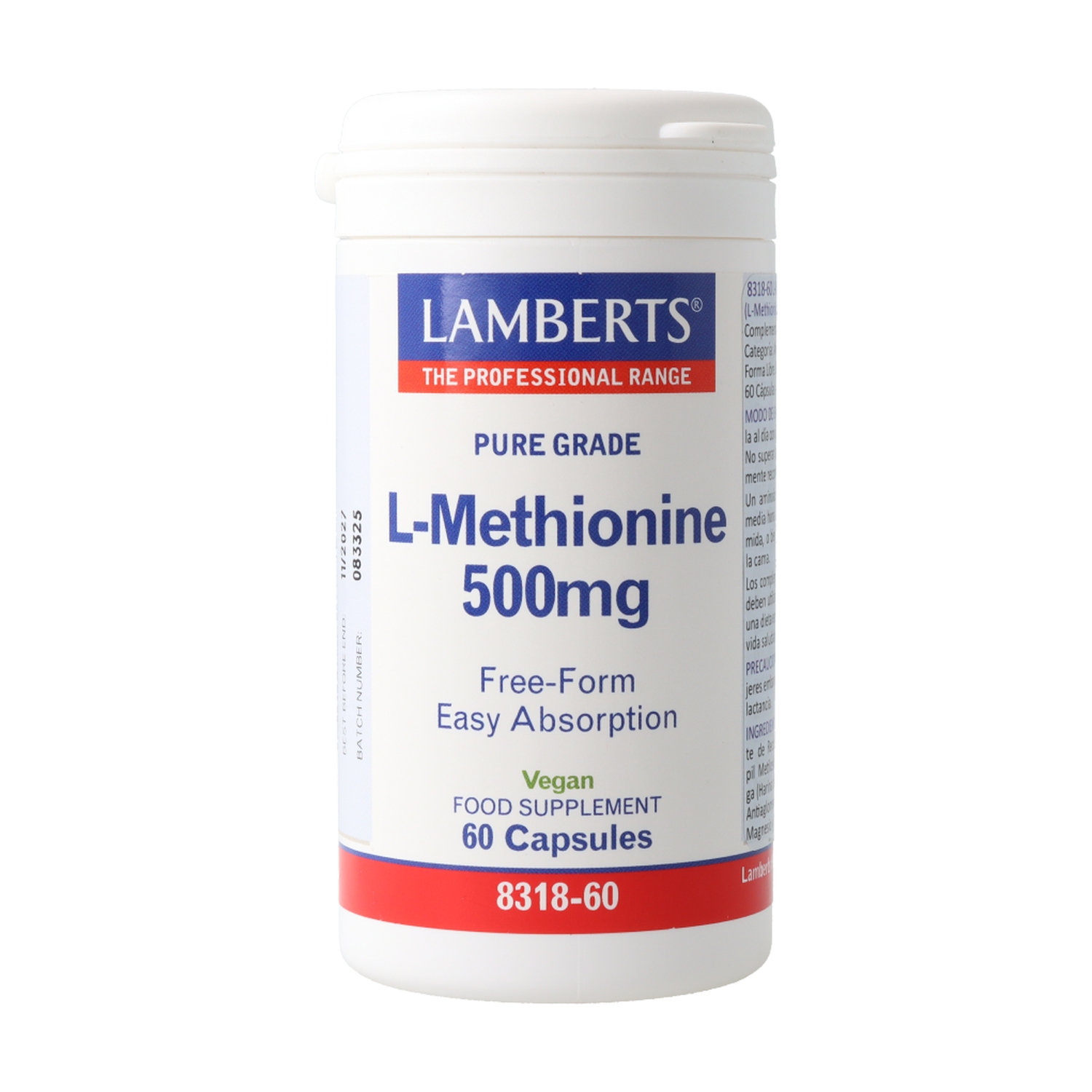 L-Metionina 500 mg 60 caps. de Lamberts
