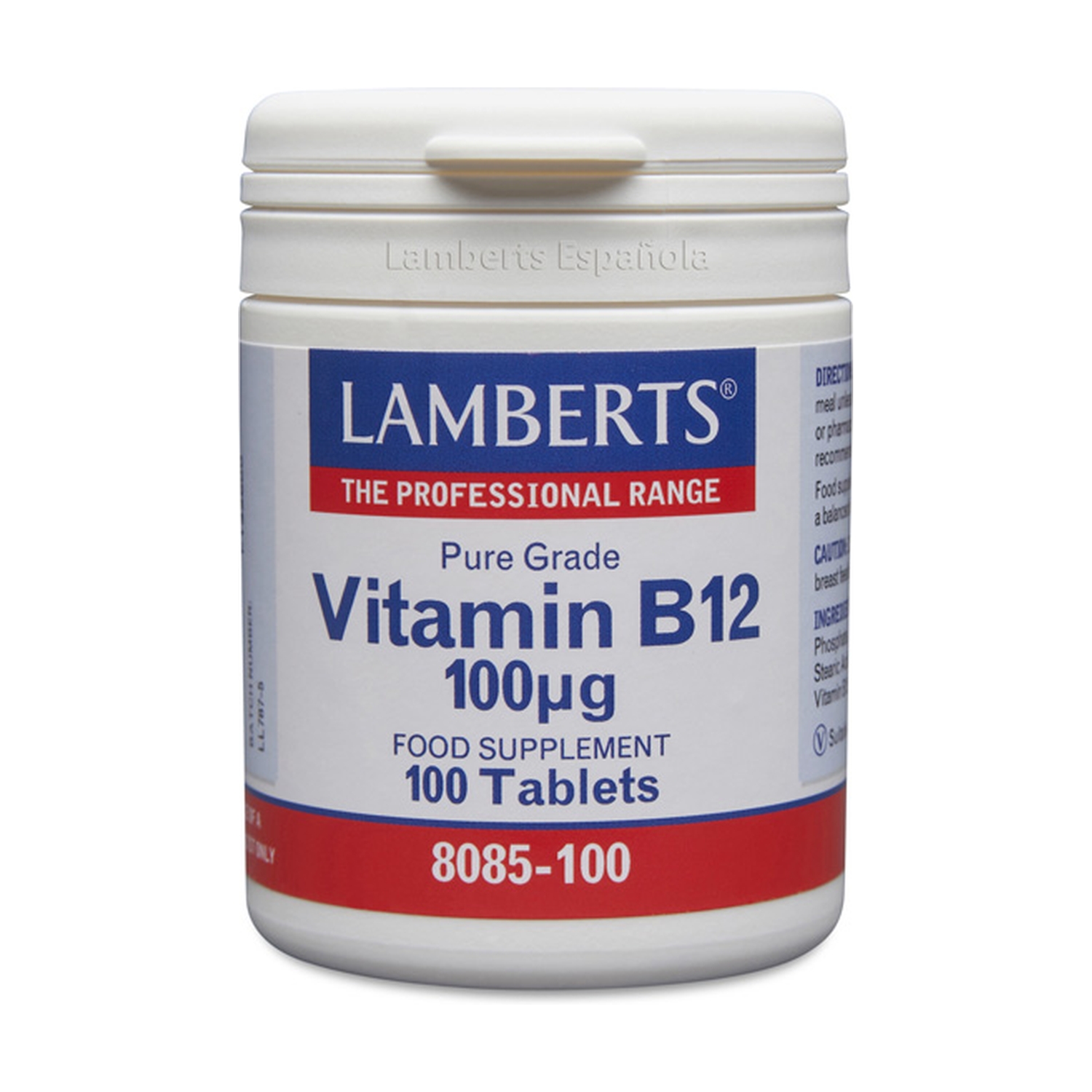 Vitamina B12 100 mcg en forma de Metilcobalamina. Grado puro.