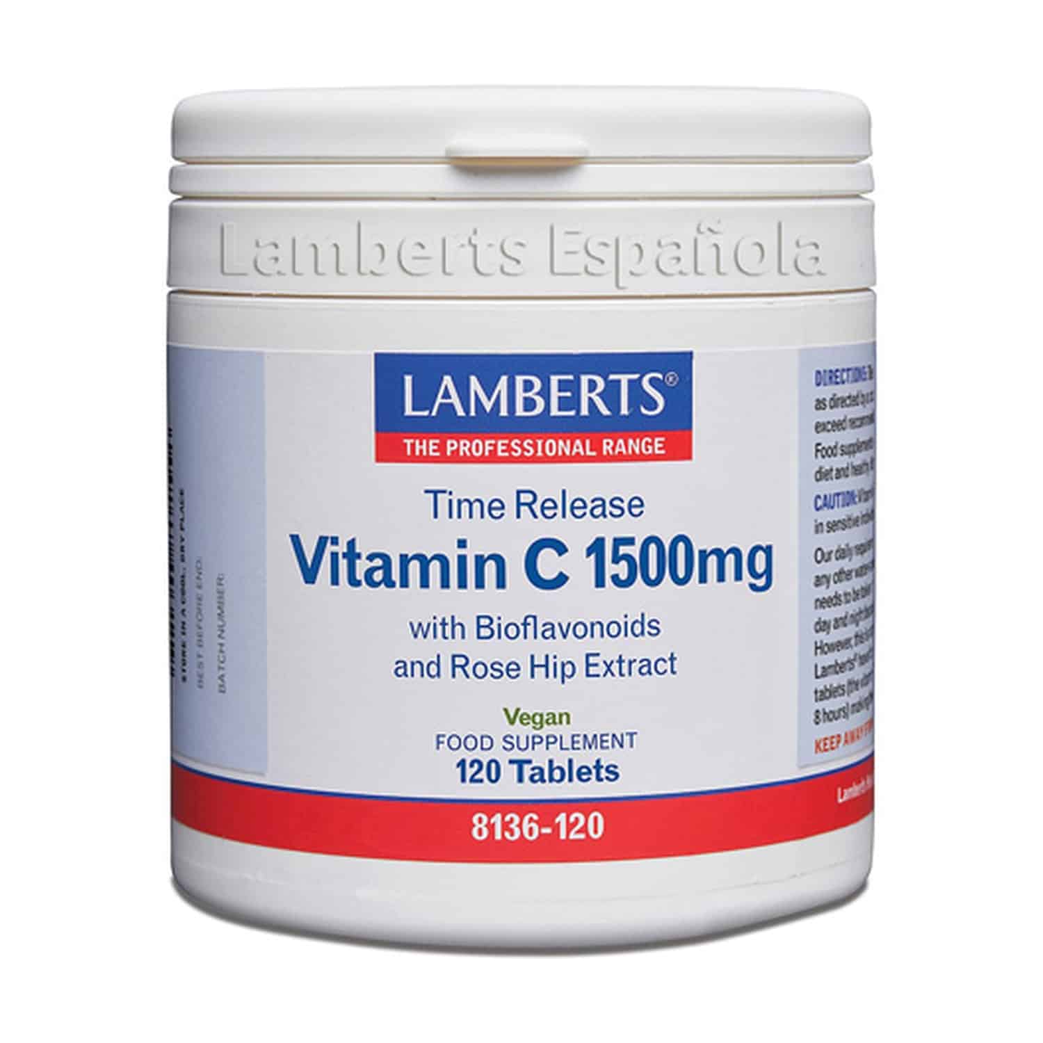 Vitamina C 1500 mg. Liberación Sostenida 120 tabletas