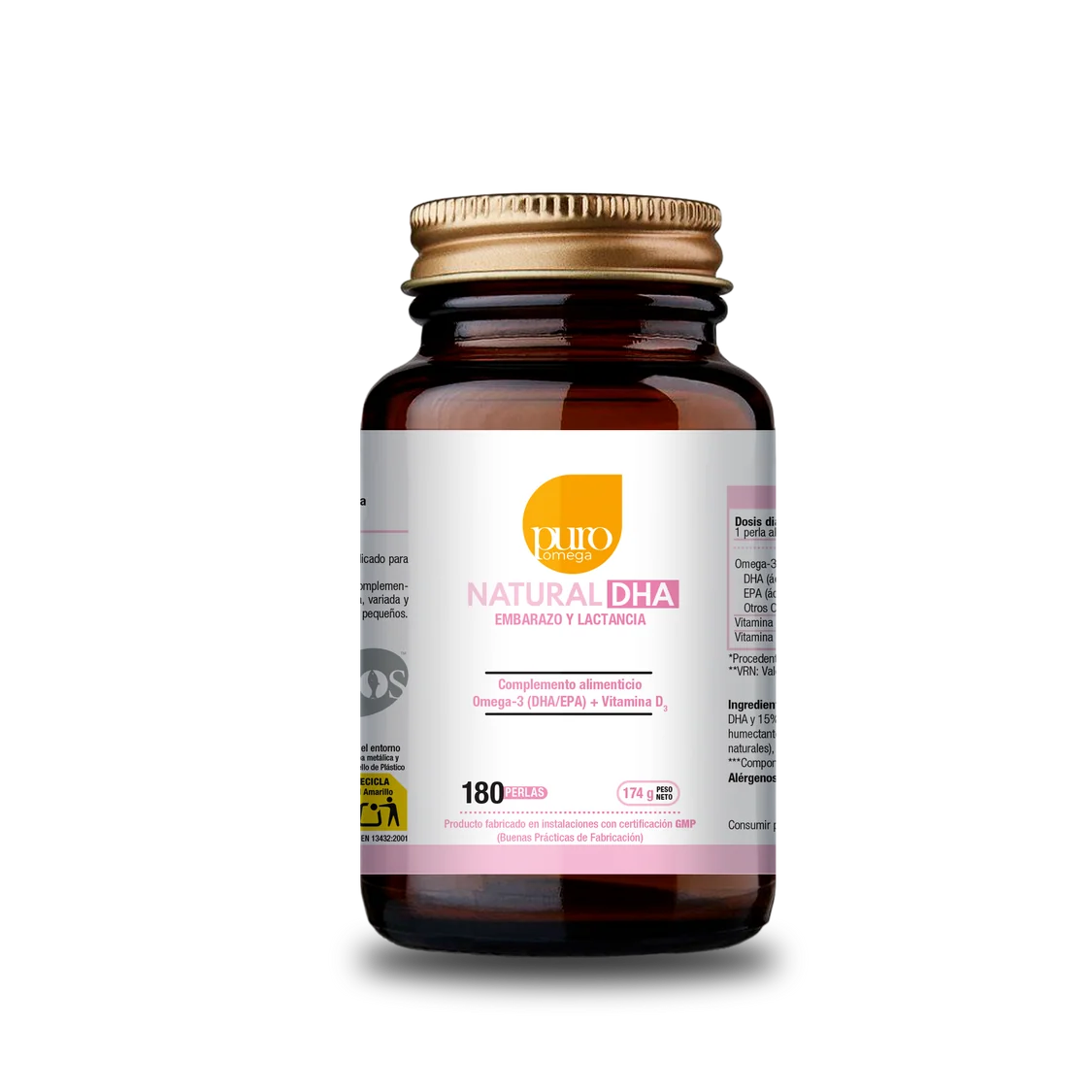 Natural DHA Embarazo y Lactancia 180 perlas de Puro Omega