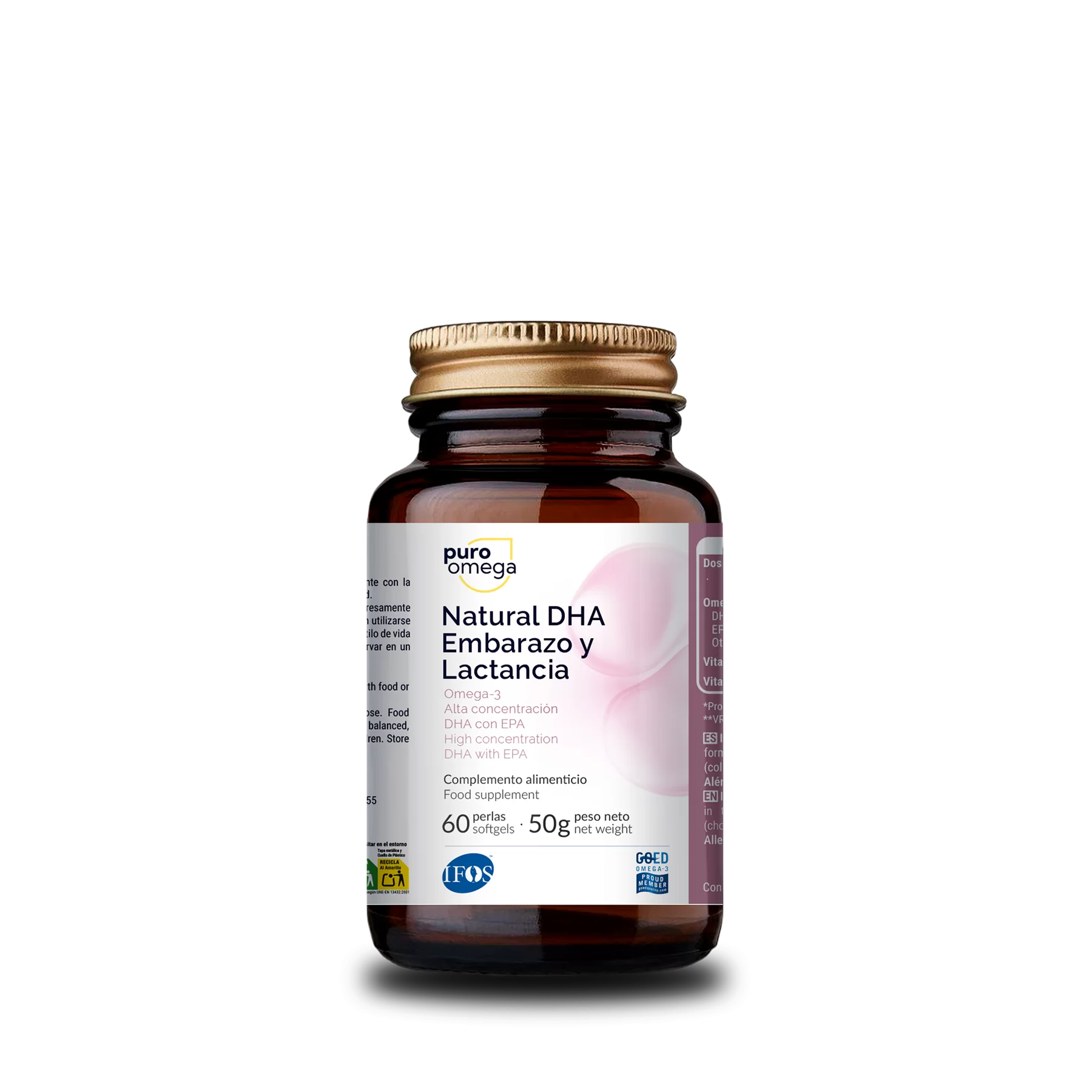 Natural DHA Embarazo y Lactancia 60 perlas de Puro Omega